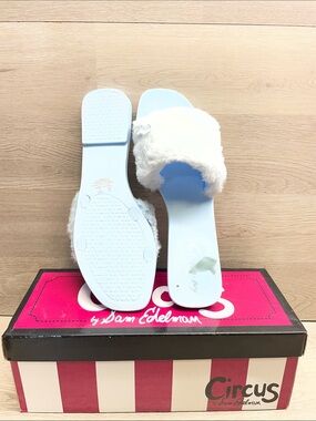 Circus by Sam Edelman Light Blue Faux Fur Slide Mules #1552